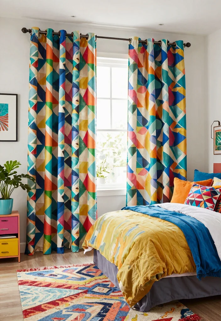 10 Blackout Curtain Bedroom Ideas for Better Sleep 5. Chic Patterns for Fun Flair 0