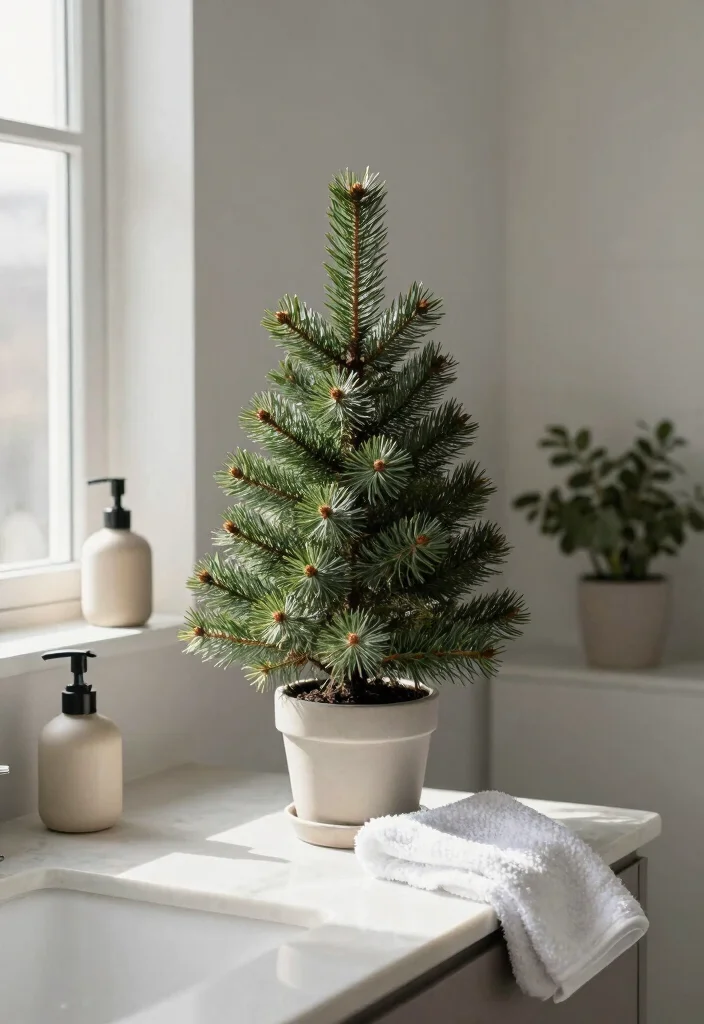 10 Christmas Bathroom Decor Ideas for Subtle Festive Style 1. Evergreen Touches 0