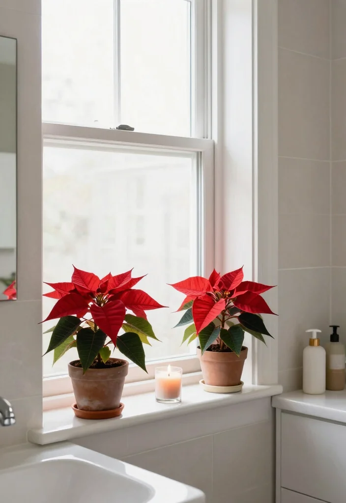 10 Christmas Bathroom Decor Ideas for Subtle Festive Style 10. Seasonal Plants 0