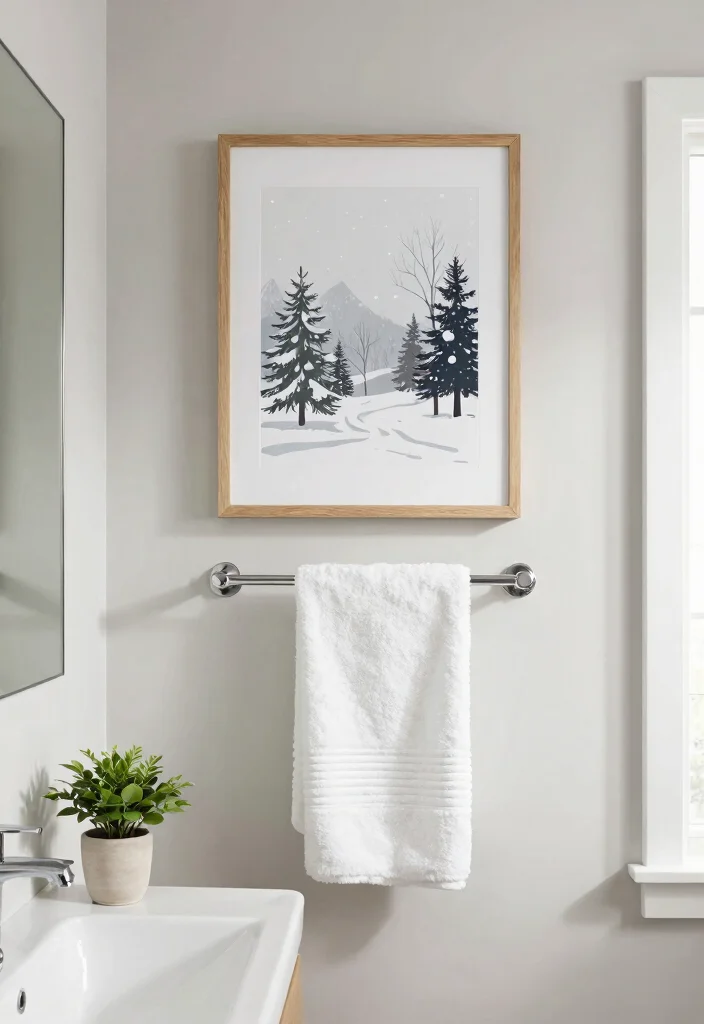 10 Christmas Bathroom Decor Ideas for Subtle Festive Style 4. Festive Artwork 0