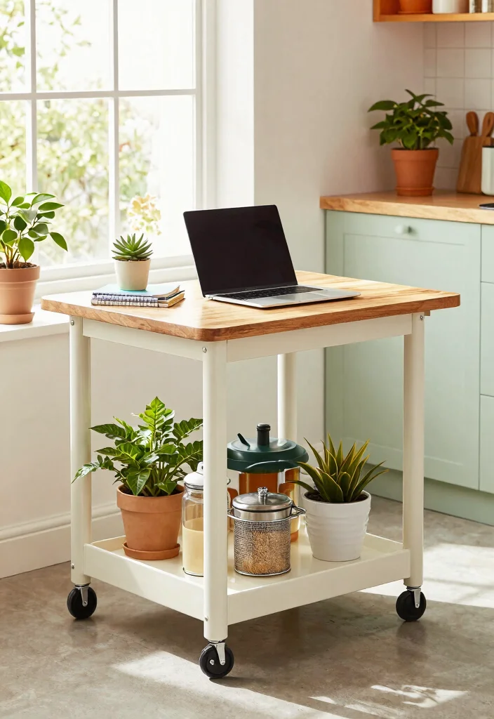 10 Desk in Kitchen Ideas for Small Home Offices 24 10 Desk in Kitchen Ideas for Small Home Offices 4. Trolley Desk on Wheels 0
