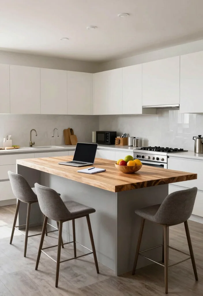 10 Desk in Kitchen Ideas for Small Home Offices 26 10 Desk in Kitchen Ideas for Small Home Offices 6. Multi Functional Island Desk 0