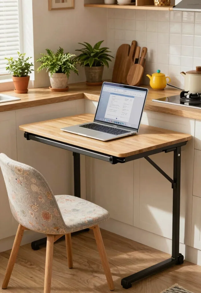 10 Desk in Kitchen Ideas for Small Home Offices 37 10 Desk in Kitchen Ideas for Small Home Offices 7. Compact Foldable Desk 0