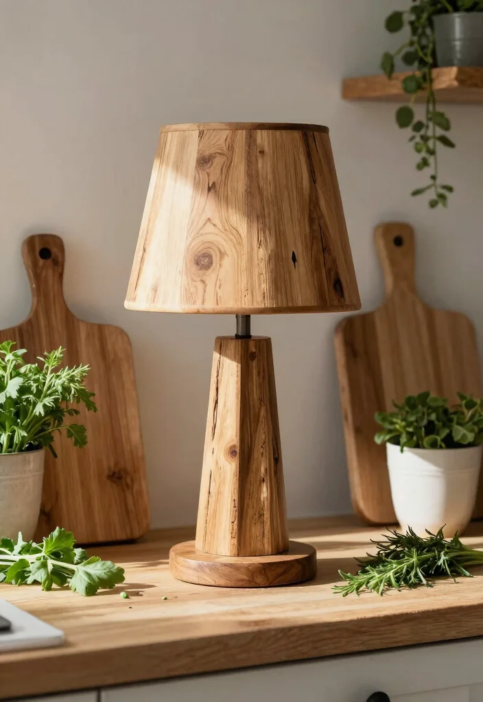 10 Kitchen Counter Lamp Ideas for Cozy Lighting 9. Reclaimed Wood Lamps 0