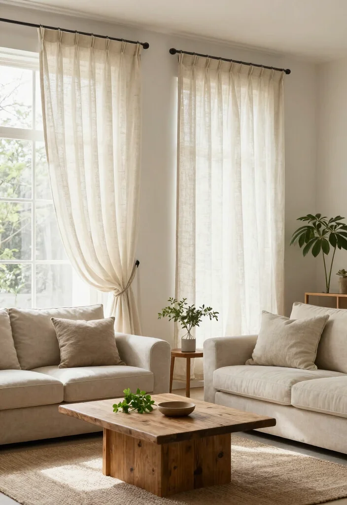 10 Living Room Valance Ideas for Window Style 1. Natural Linen Elegance 0