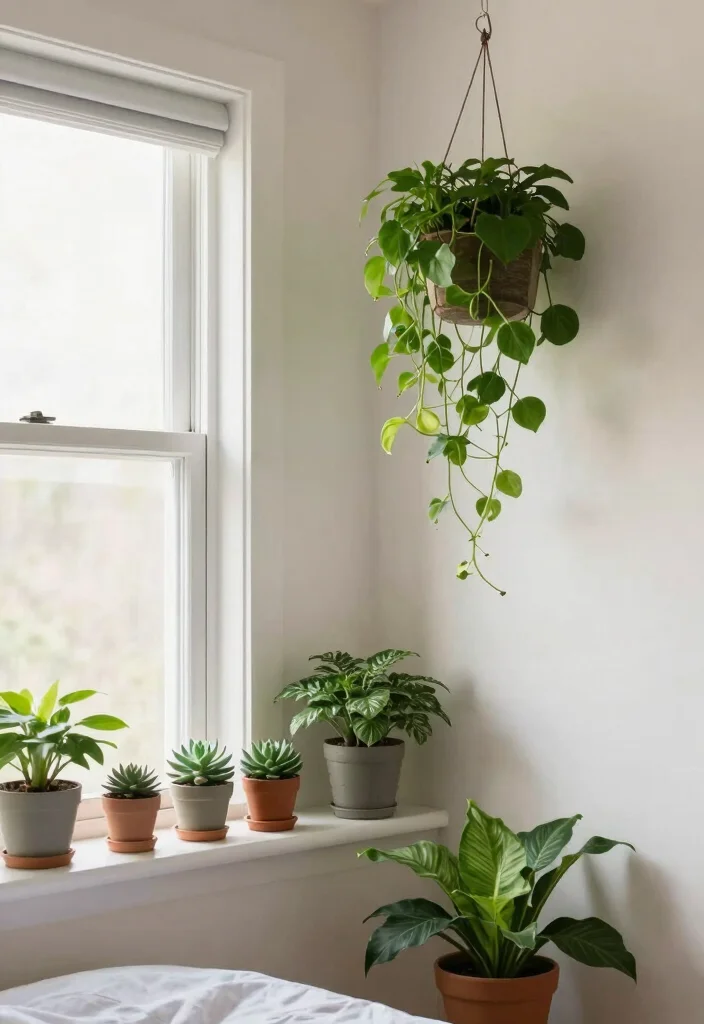 10 Simple Bedroom Ideas for Small Spaces on a Budget 10. Indoor Plants for Freshness 0