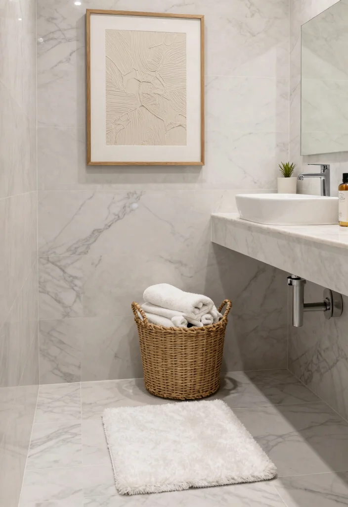 10 Small Bathroom Decorating Ideas That Feel Fresh and Open 49 10 Small Bathroom Decorating Ideas That Feel Fresh and Open 9. Use Textures to Add Depth 0