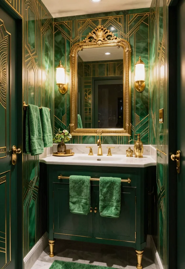 10 Small Bathroom Wainscoting Ideas for Classic Detail 10. Art Deco Inspiration 0