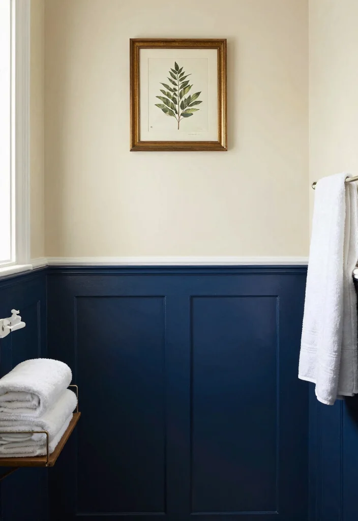 10 Small Bathroom Wainscoting Ideas for Classic Detail 4. Two Tone Elegance 0