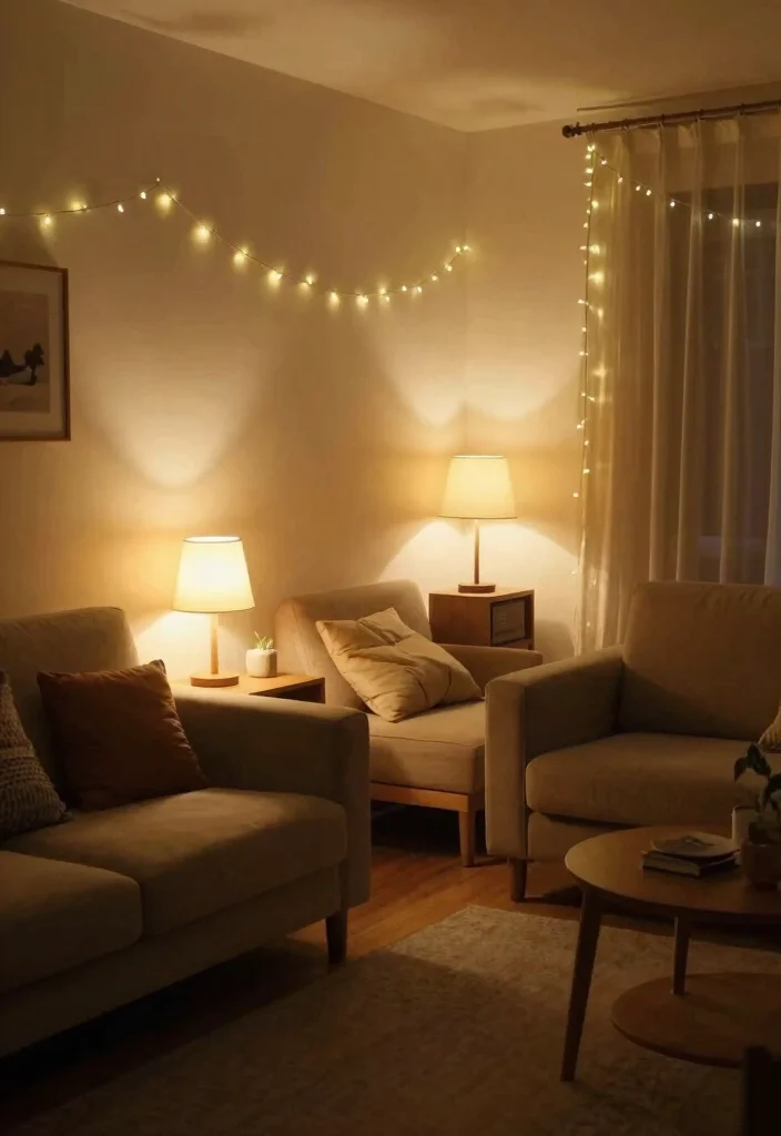 10 Small Cozy Living Room Ideas That Feel Inviting 7. Warm Lighting 0