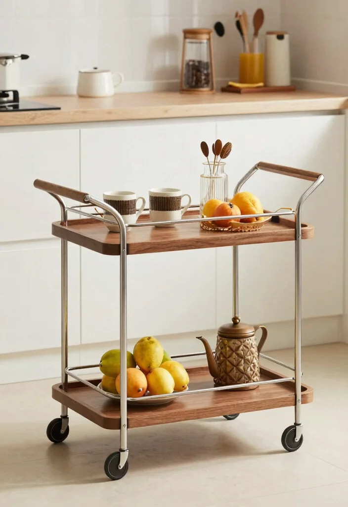 10 Small Kitchen Breakfast Bar Ideas That Save Space 23 10 Small Kitchen Breakfast Bar Ideas That Save Space 3. Multi Functional Bar Cart 0