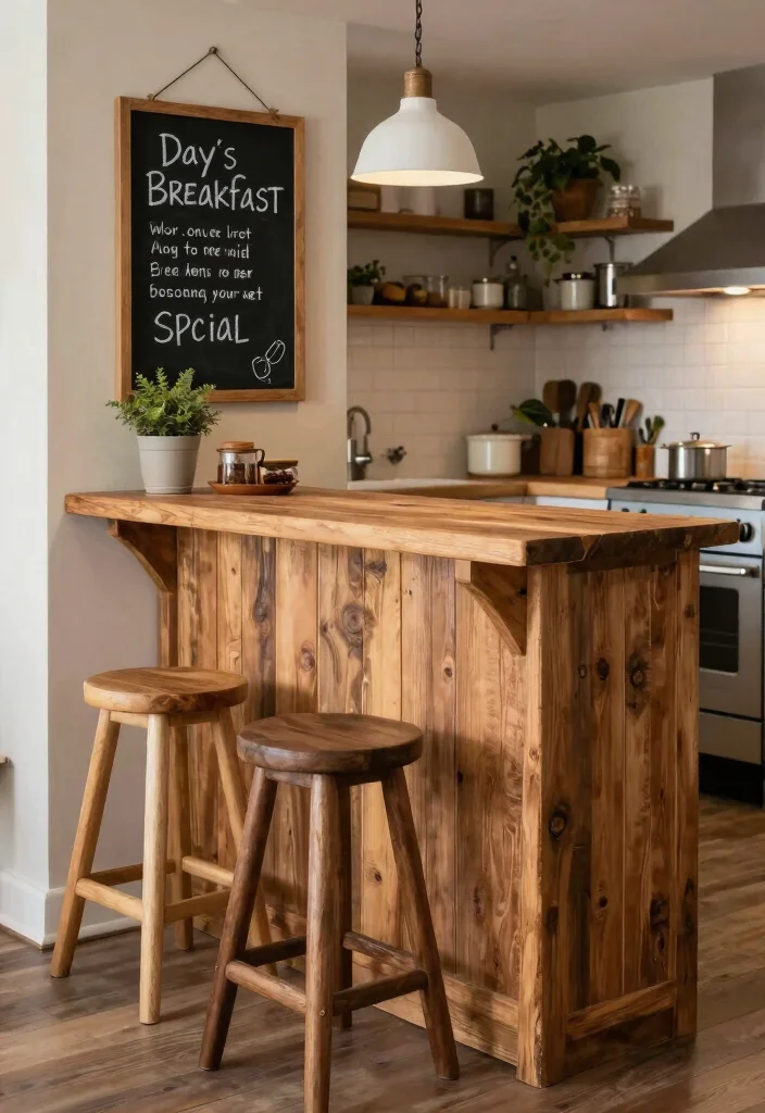 10 Small Kitchen Breakfast Bar Ideas That Save Space 46 10 Small Kitchen Breakfast Bar Ideas That Save Space 6. Rustic Wooden Bar 0