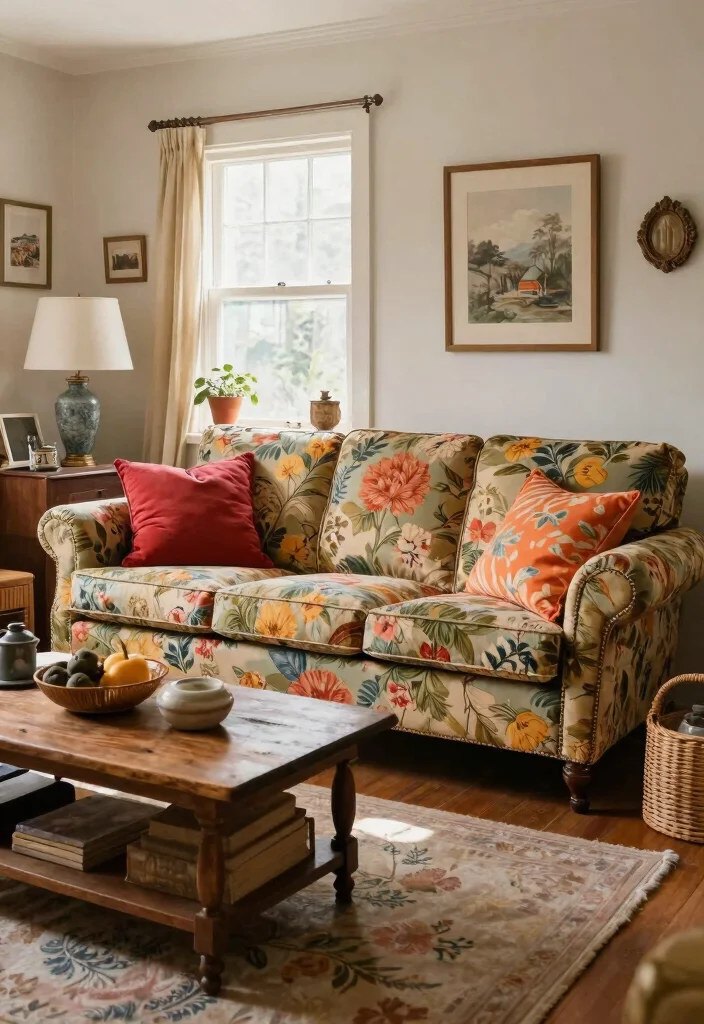 10 Small Living Room Sofa Ideas That Fit Comfortably 8. Vintage Inspired Sofa 0