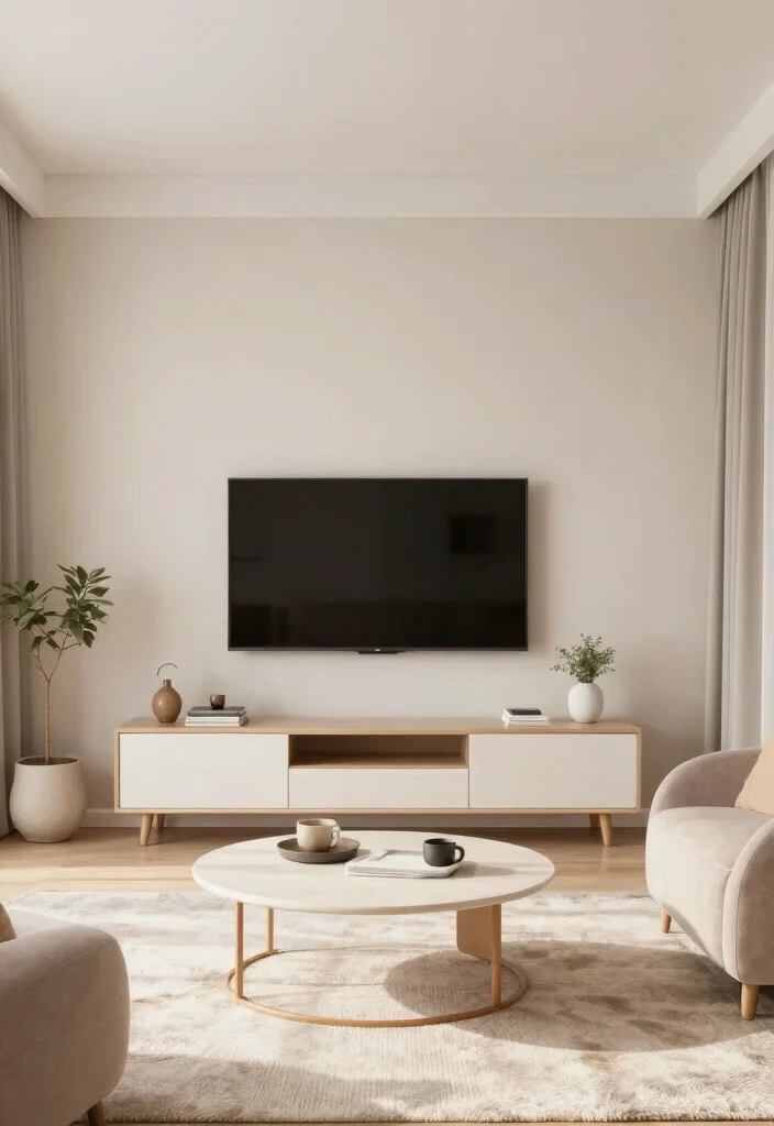 10 Small Living Room TV Wall Ideas with Clean Layout 10. Consistent Color Palette 0