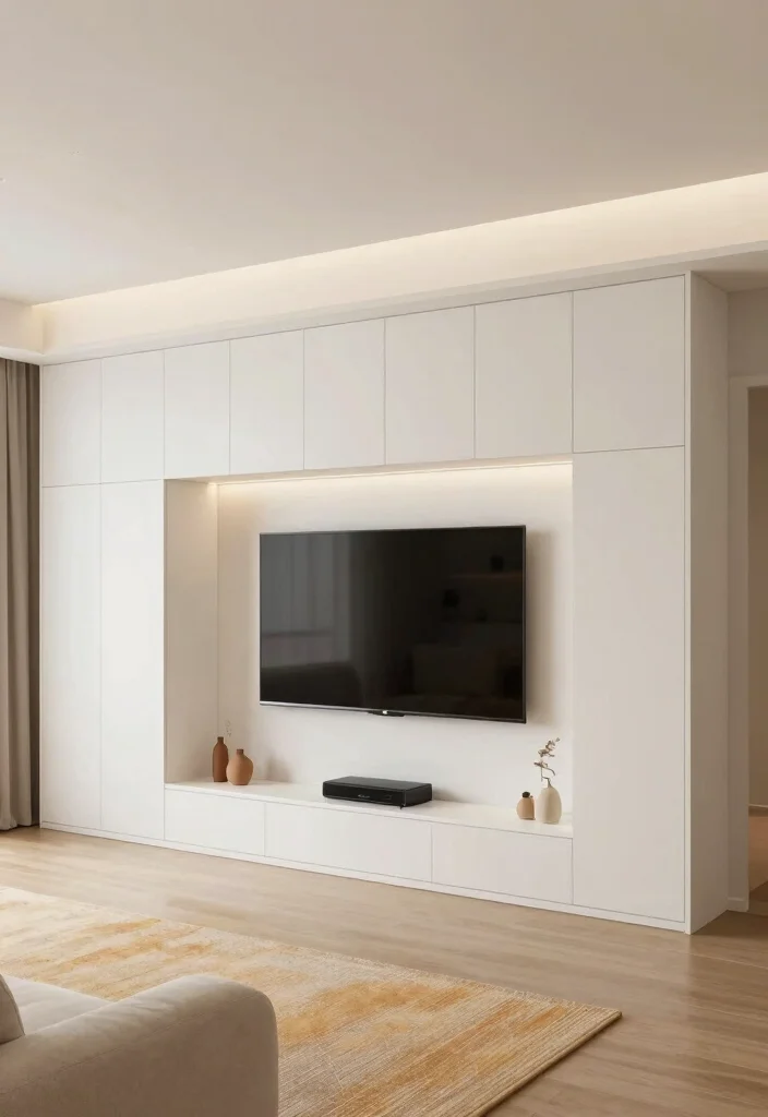 10 Small Living Room TV Wall Ideas with Clean Layout 2. Built In Entertainment Center 0