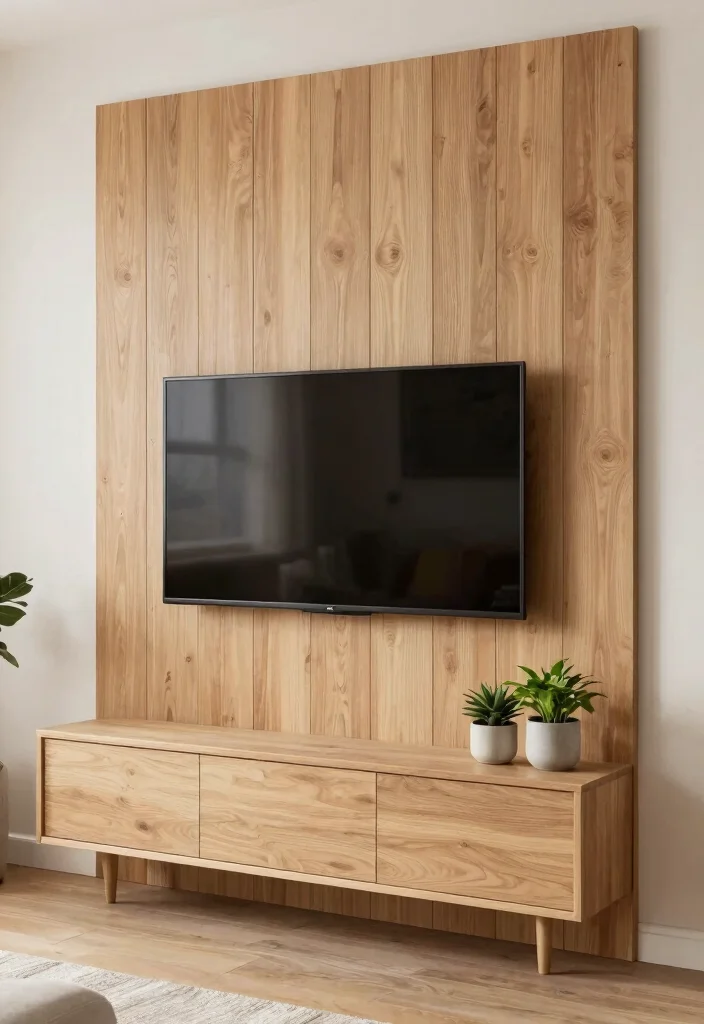 10 Small Living Room TV Wall Ideas with Clean Layout 5. Textured Background Wall 0