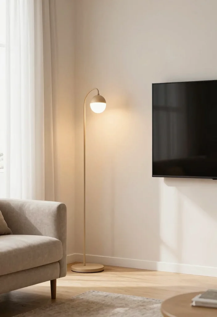 10 Small Living Room TV Wall Ideas with Clean Layout 7. Soft Lighting Options 0