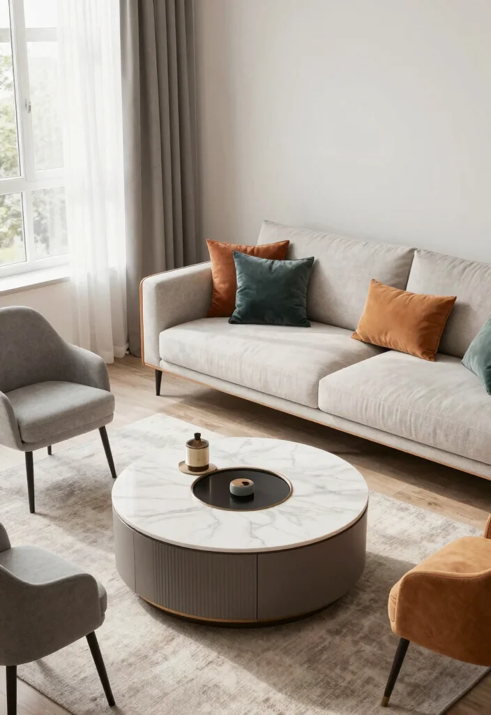 10 Small Narrow Living Room Ideas That Feel Open 3. Opt for Space Saving Furniture 0