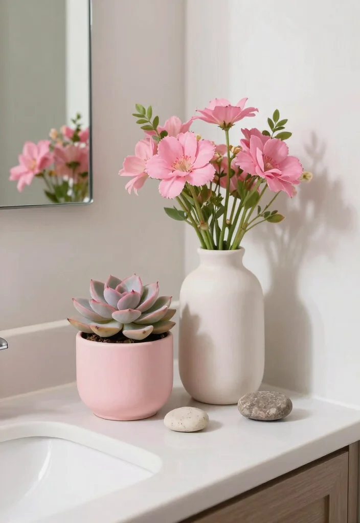 10 Small Pink Bathroom Ideas with a Chic Modern Feel 10. Natural Elements in Pink 0