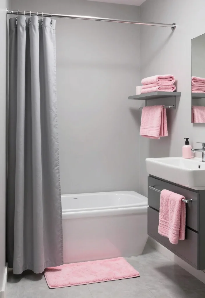 10 Small Pink Bathroom Ideas with a Chic Modern Feel 3. Pink and Gray Color Palette 0
