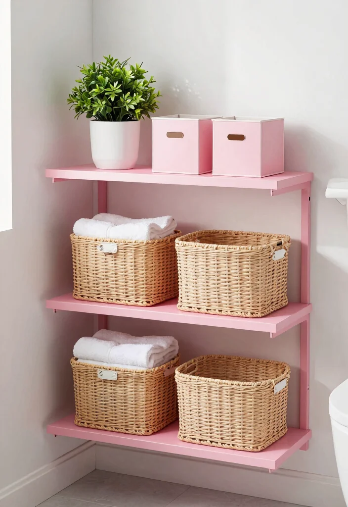 10 Small Pink Bathroom Ideas with a Chic Modern Feel 6. Pink Storage Solutions 0