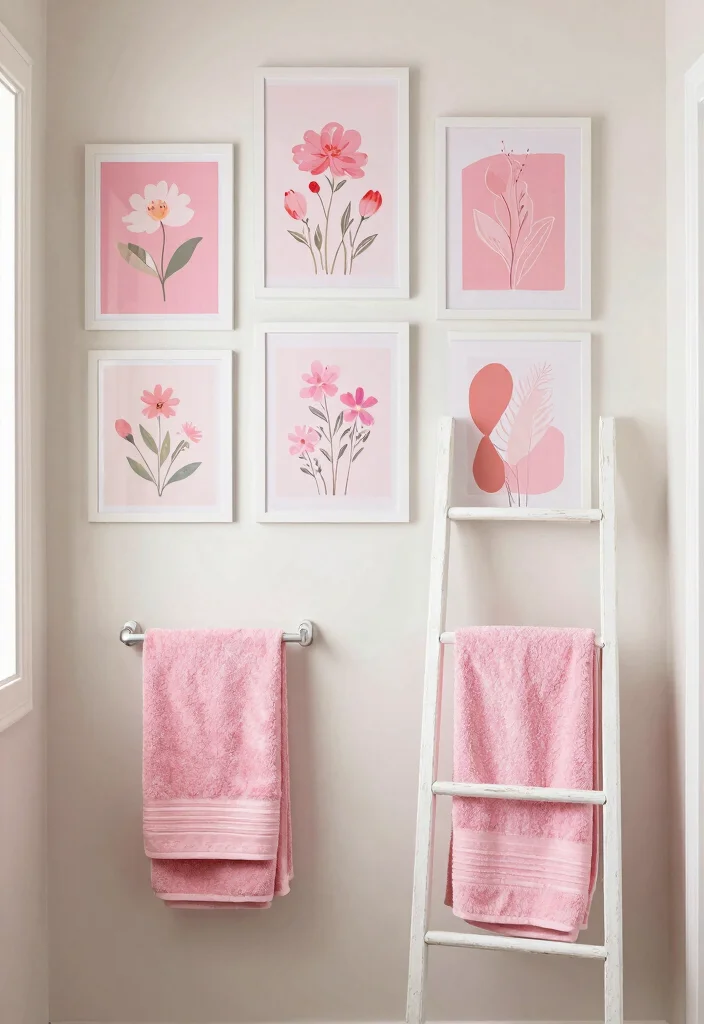10 Small Pink Bathroom Ideas with a Chic Modern Feel 9. Pink Art and Decor 0