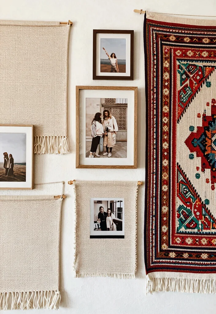 12 Aesthetic Bedroom Picture Wall Ideas with Personal Style 14 12 Aesthetic Bedroom Picture Wall Ideas with Personal Style 4. Boho Textile Art 0