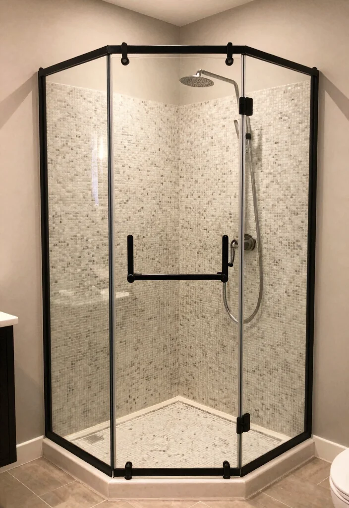 12 All Black Bathroom Ideas for a Bold Modern Statement 10. Black Glass Shower Enclosure 0