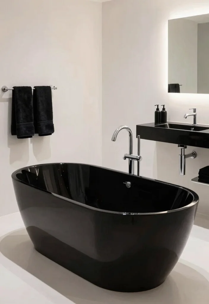 12 All Black Bathroom Ideas for a Bold Modern Statement 2. Glossy Black Accents 0