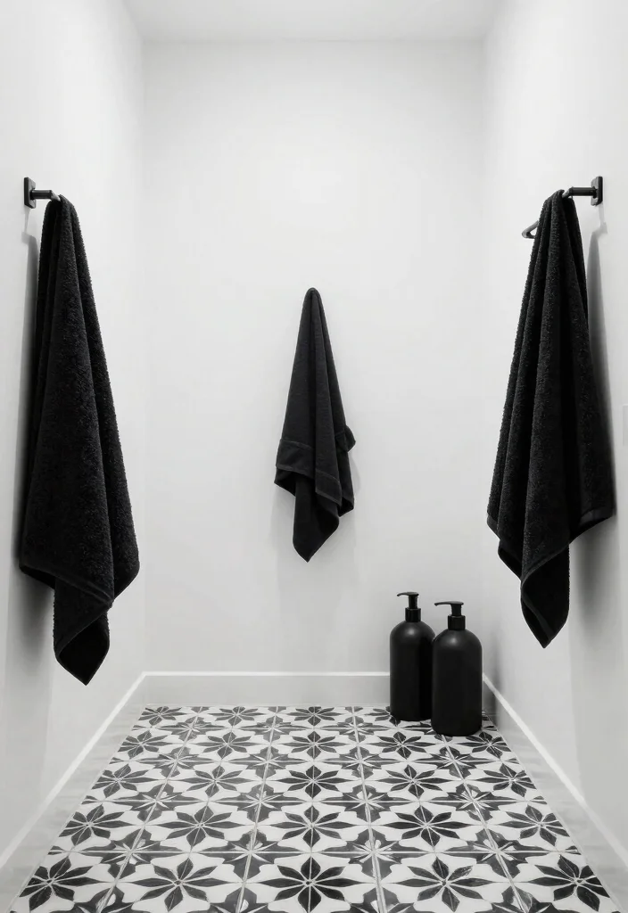 12 All Black Bathroom Ideas for a Bold Modern Statement 5. Black and White Contrast 0