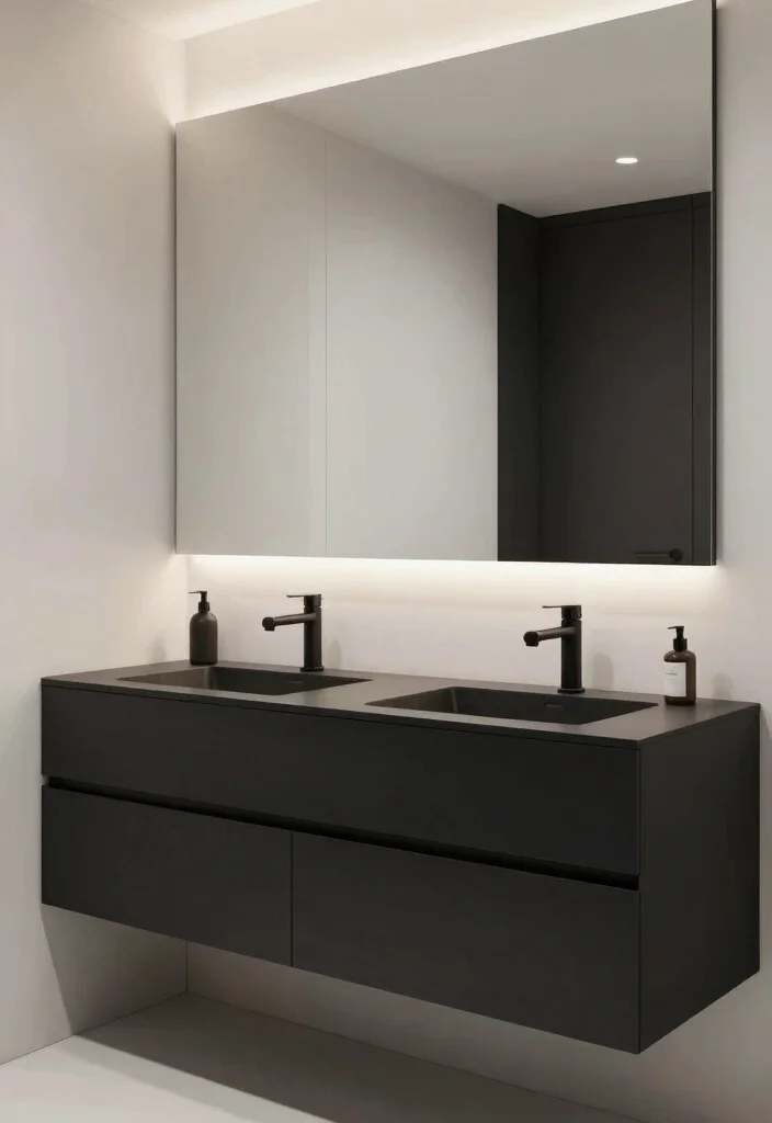 12 All Black Bathroom Ideas for a Bold Modern Statement 7. Minimalist Layout 0