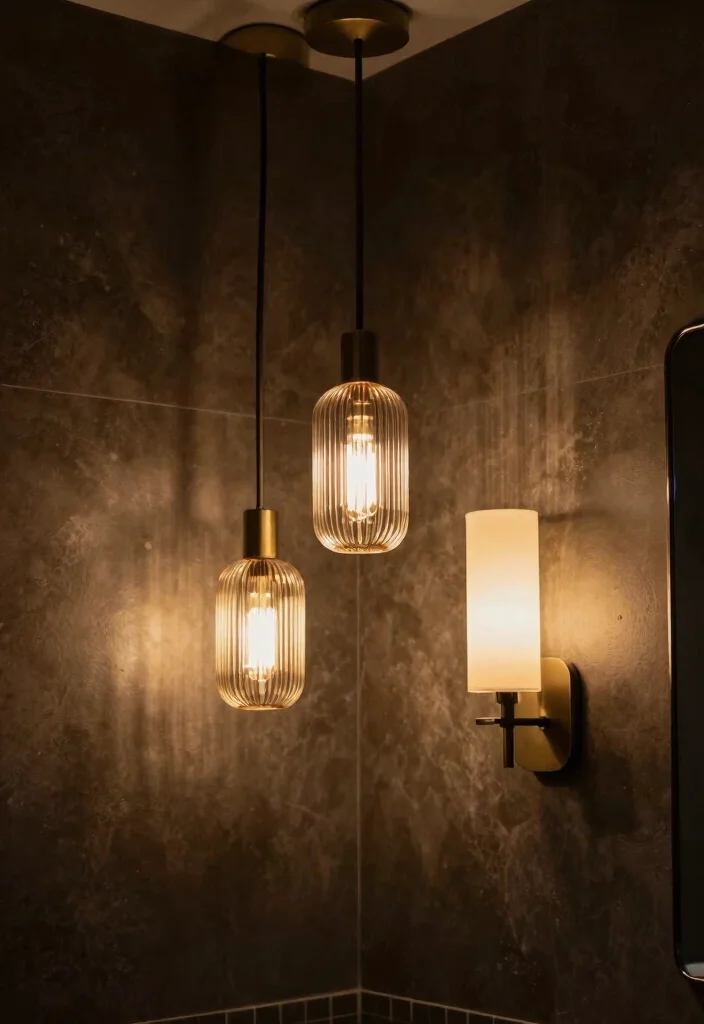 12 All Black Bathroom Ideas for a Bold Modern Statement 8. Unique Lighting Fixtures 0