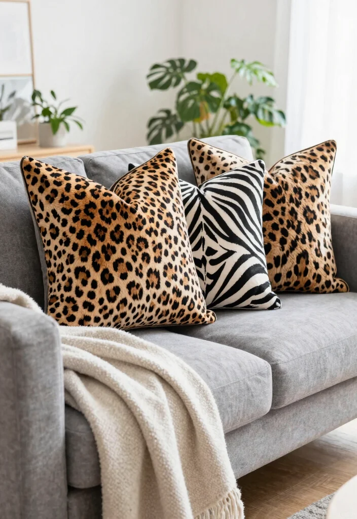 12 Animal Print Living Room Ideas with Bold Flair 25 12 Animal Print Living Room Ideas with Bold Flair 5. Sustainable Animal Print Pillows 0