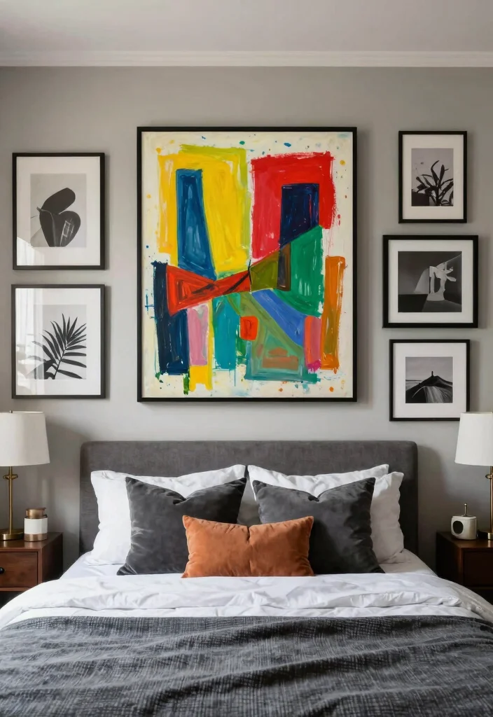 12 Apartment Bedroom Ideas with Practical Layouts 10. Go Bold with Artwork 0