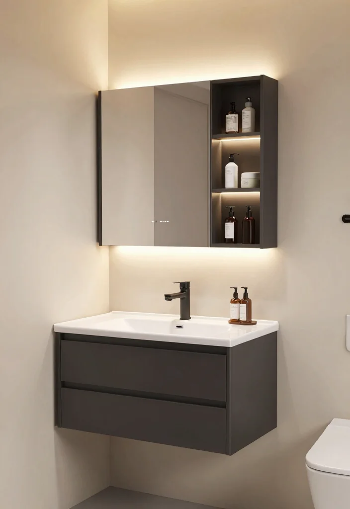 12 Bathroom Sink Cabinet Ideas for Smart Hidden Storage 8. Cabinets with Integrated Lighting 0