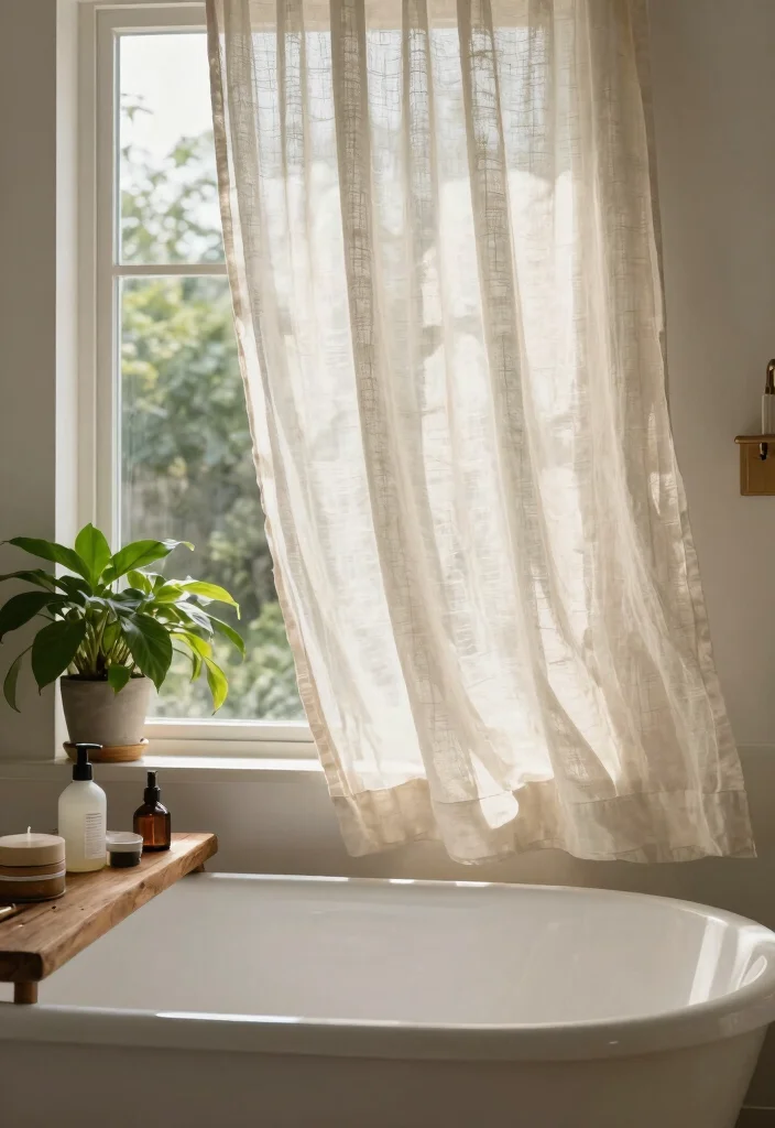 12 Bathroom Window Covering Ideas for Privacy and Light 1. Sheer Linen Curtains for Soft Elegance 0