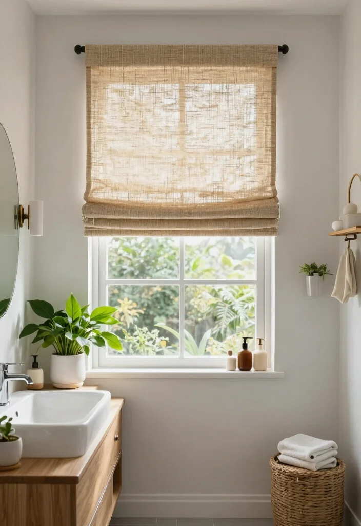 12 Bathroom Window Covering Ideas for Privacy and Light 10. Plant Based Window Treatments for Green Living 0