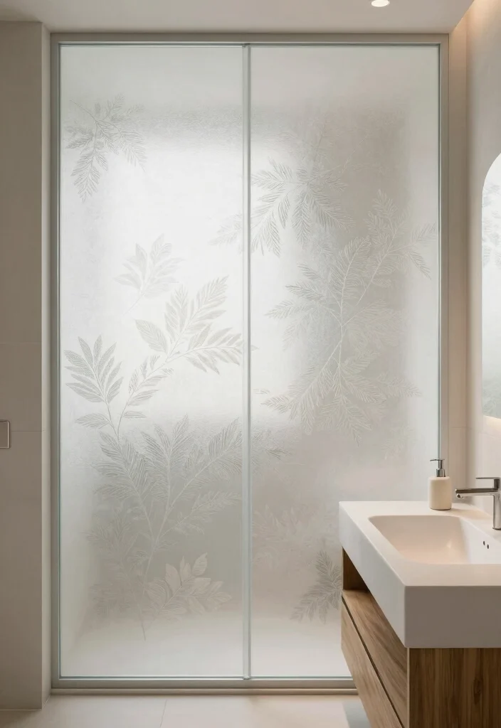 12 Bathroom Window Covering Ideas for Privacy and Light 3. Frosted Glass Film for Modern Minimalism 0