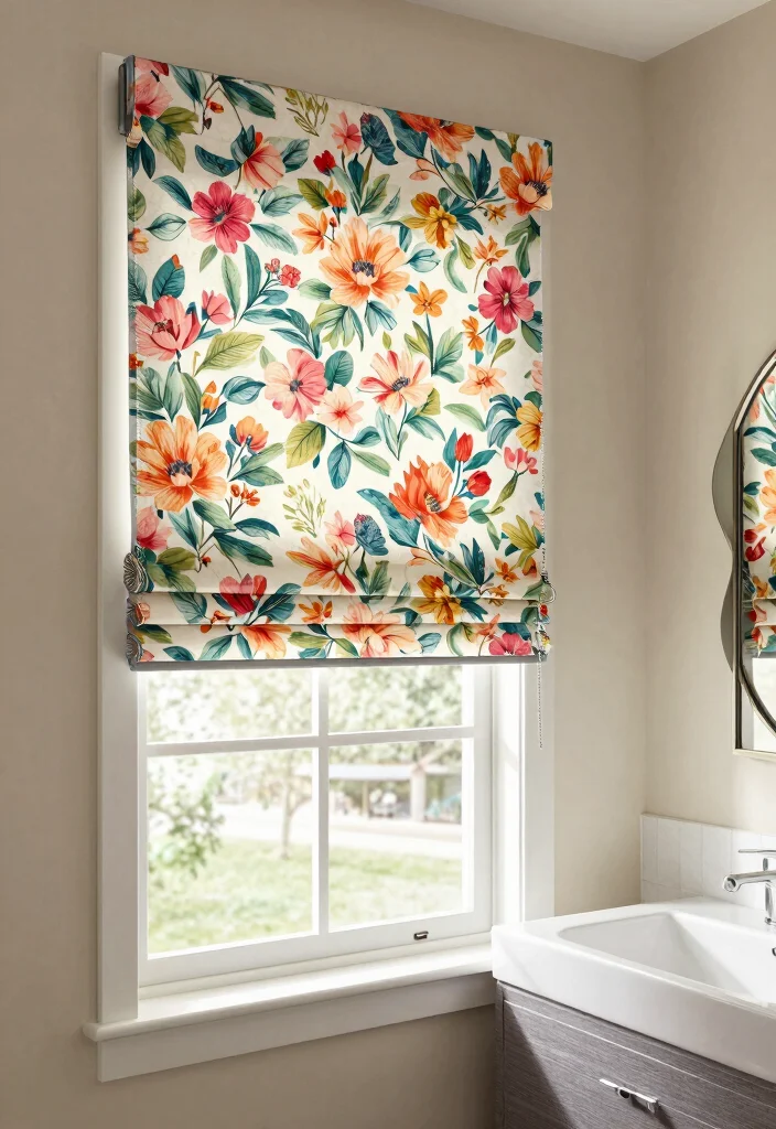 12 Bathroom Window Covering Ideas for Privacy and Light 5. Decorative Blinds for a Chic Touch 0