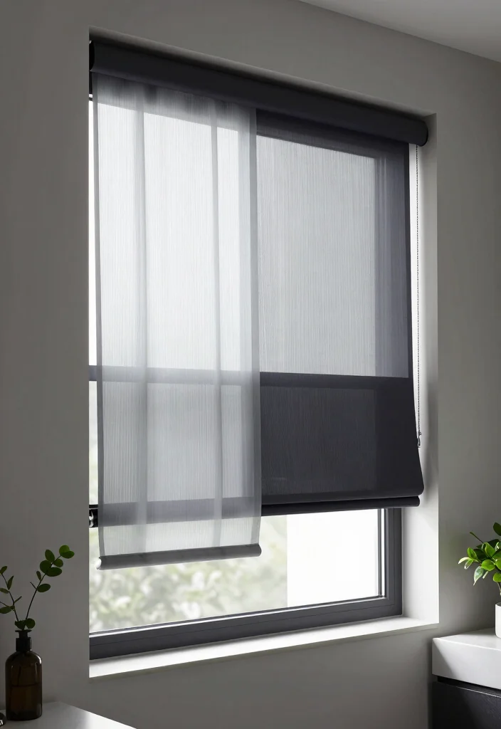 12 Bathroom Window Covering Ideas for Privacy and Light 7. Multi Function Window Shades for Versatility 0