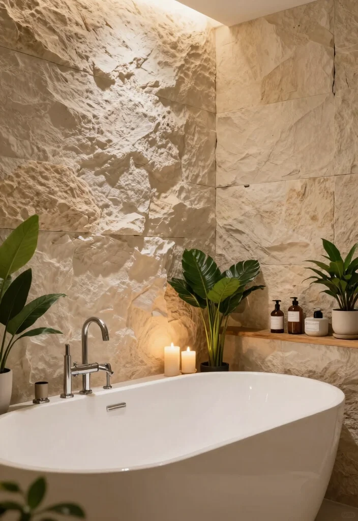 12 Bathtub Bathroom Ideas for Relaxing Everyday Comfort 3. Textured Walls 0
