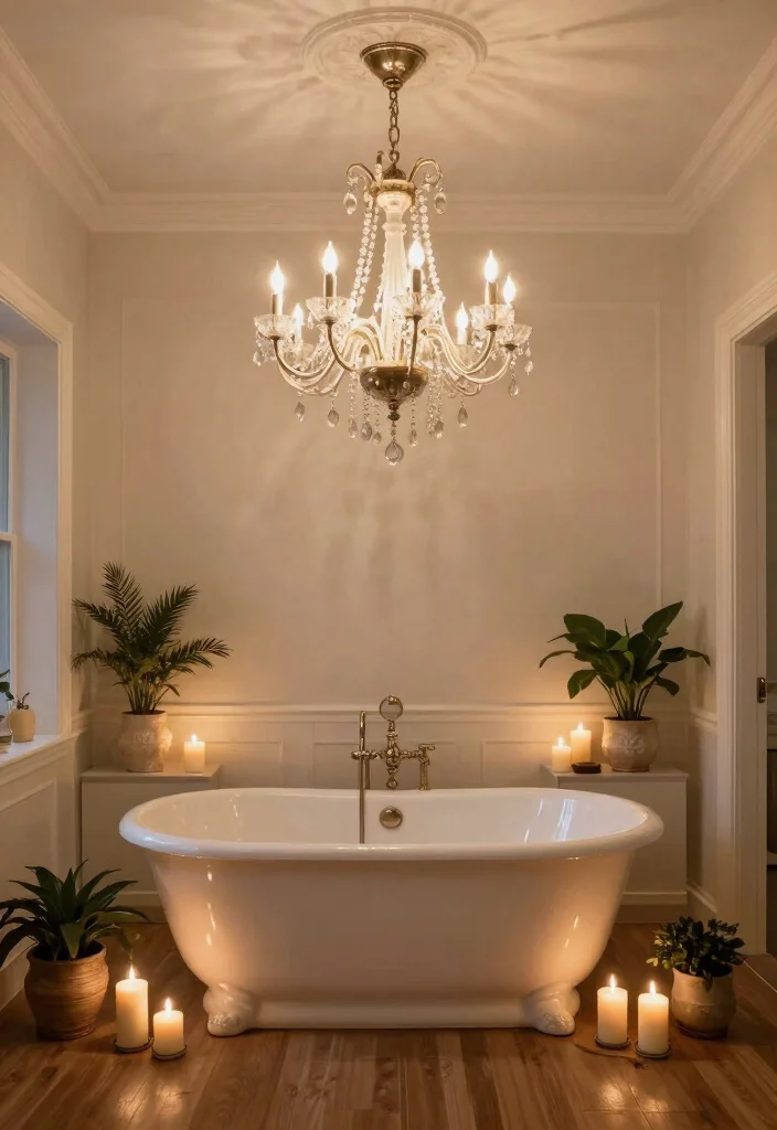 12 Bathtub Bathroom Ideas for Relaxing Everyday Comfort 4. Statement Lighting 0