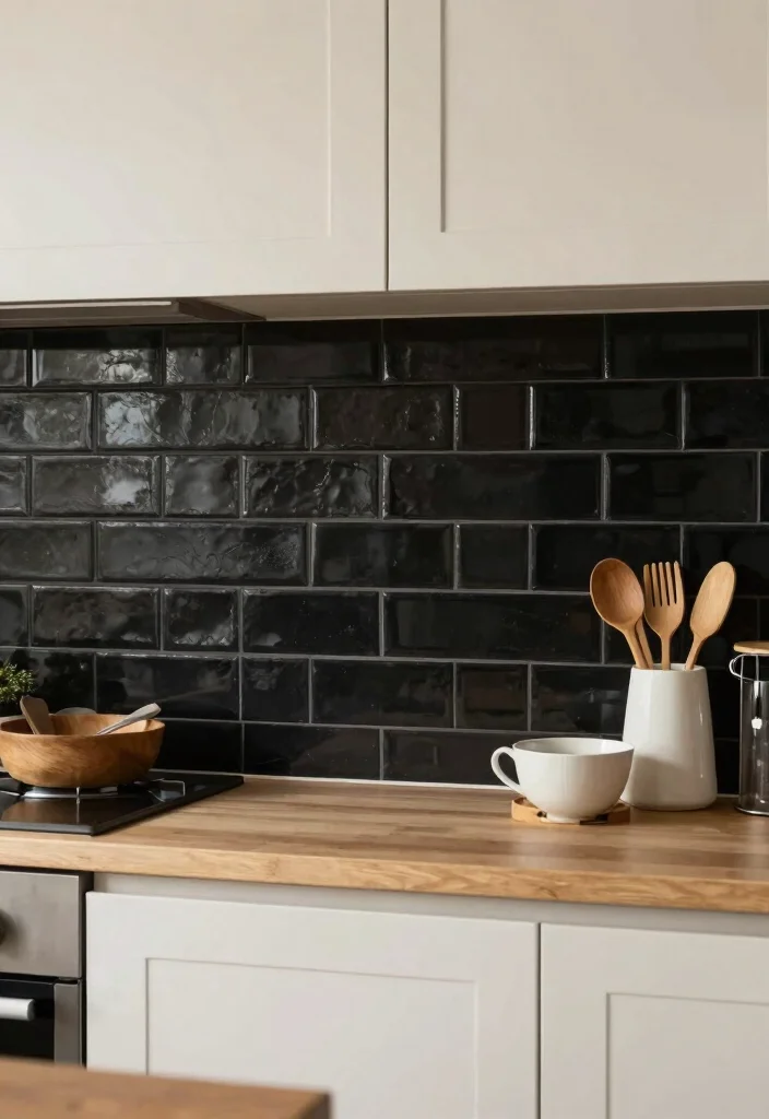 12 Black Kitchen Backsplash Ideas with Bold Contrast 11. Black Porcelain Tiles 0 1