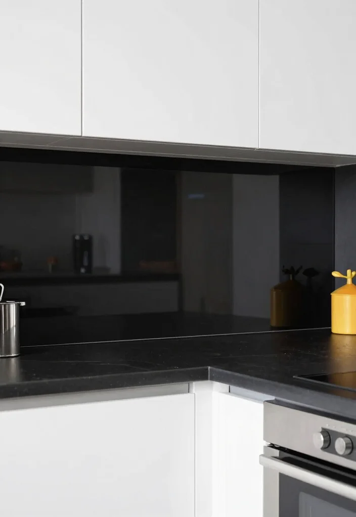 12 Black Kitchen Backsplash Ideas with Bold Contrast 5. Black Glass Panels 0 1
