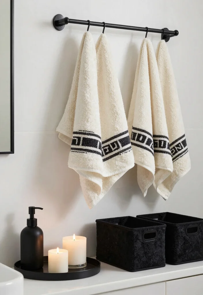 12 Black and Cream Bathroom Ideas with Elegant Contrast 8. Black and Cream Accessories 0