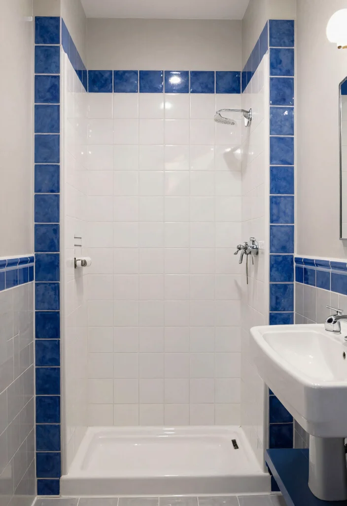 12 Blue Tile Bathroom Ideas for a Cool Timeless Look 11. Blue Tile Borders and Accents 0