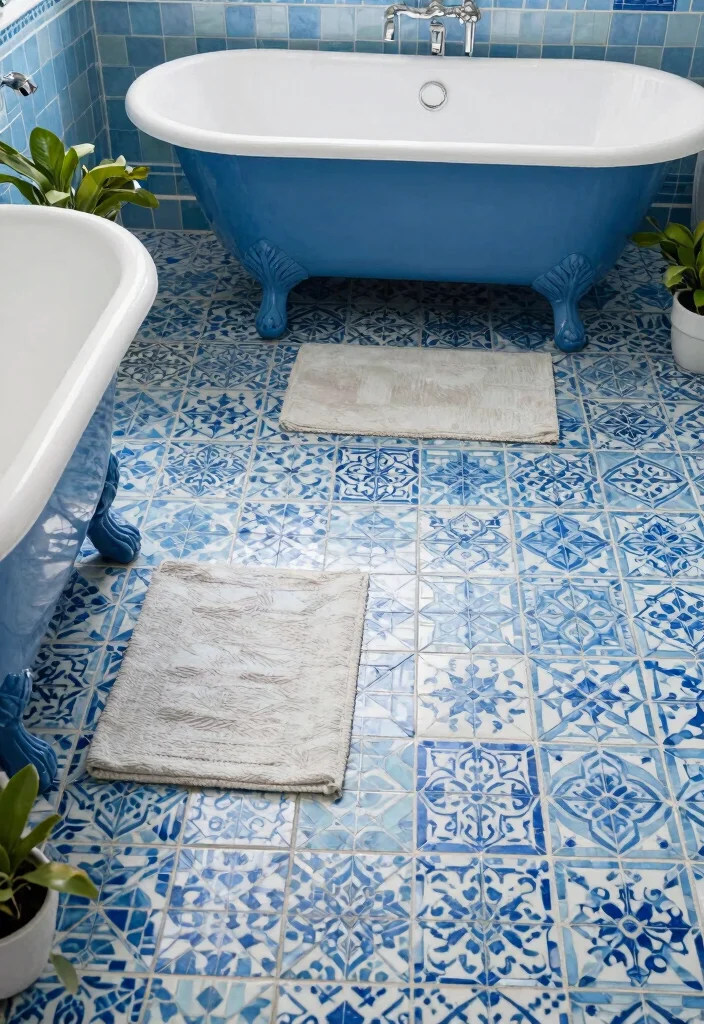 12 Blue Tile Bathroom Ideas for a Cool Timeless Look 2. Vintage Mosaic Patterns 0