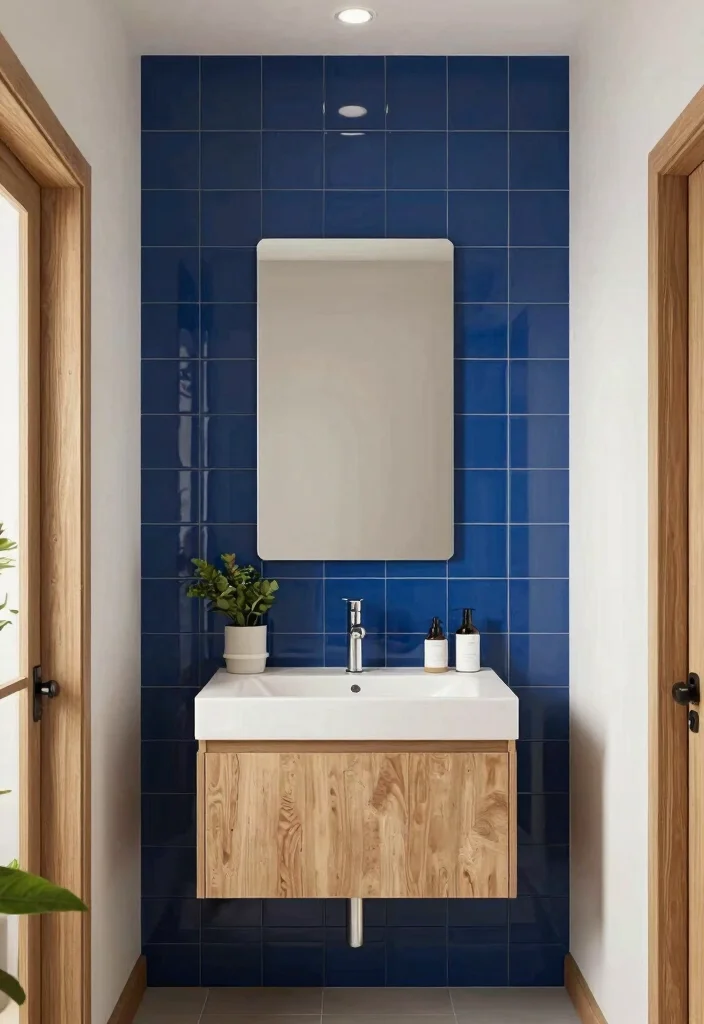 12 Blue Tile Bathroom Ideas for a Cool Timeless Look 5. Bold Blue Accent Walls 0
