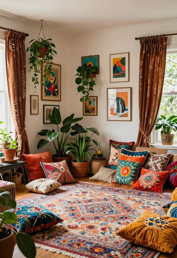 12 Brown Curtain Living Room Ideas for Warm Balance 13 12 Brown Curtain Living Room Ideas for Warm Balance 3. Bohemian Vibes 0