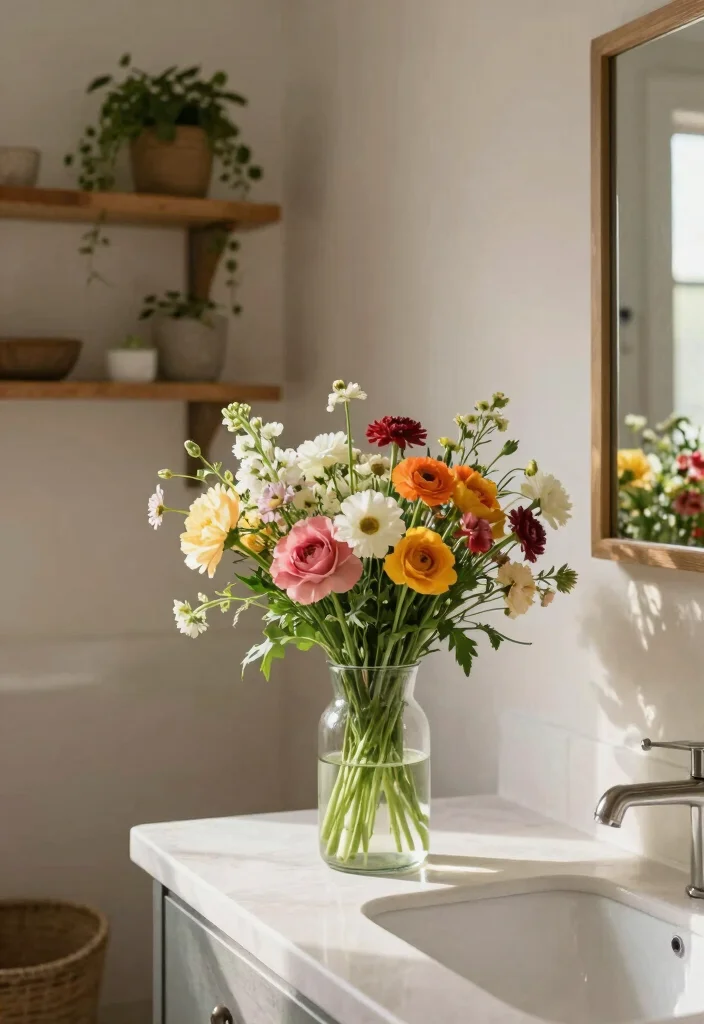 12 Budget Friendly Small Bathroom Decor Ideas That Work 62 12 Budget Friendly Small Bathroom Decor Ideas That Work 12. Fresh Flowers or Greenery 0